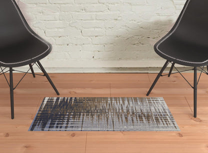 4' X 6' Blue Orange And Gray Abstract Power Loom Area Rug