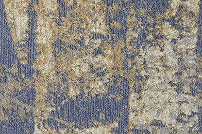4' X 6' Blue Gray And Tan Abstract Power Loom Distressed Area Rug