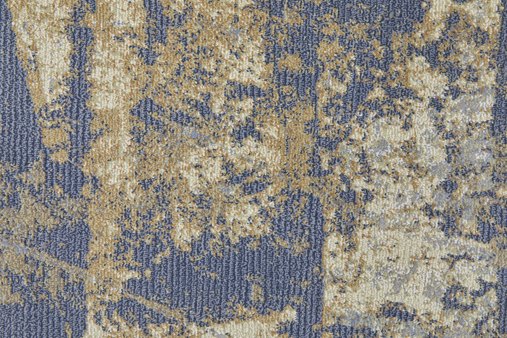 4' X 6' Blue Gray And Tan Abstract Power Loom Distressed Area Rug