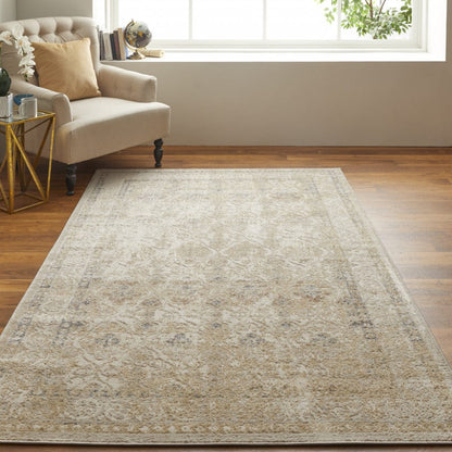 4' X 6' Blue And Ivory Geometric Power Loom Distressed Area Rug