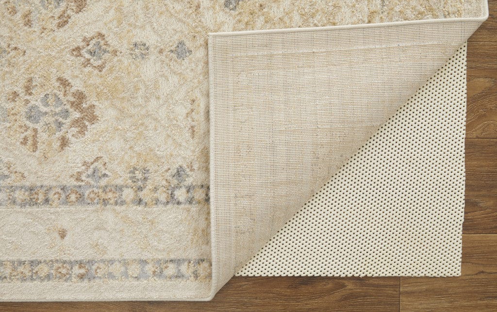 4' X 6' Blue And Ivory Geometric Power Loom Distressed Area Rug