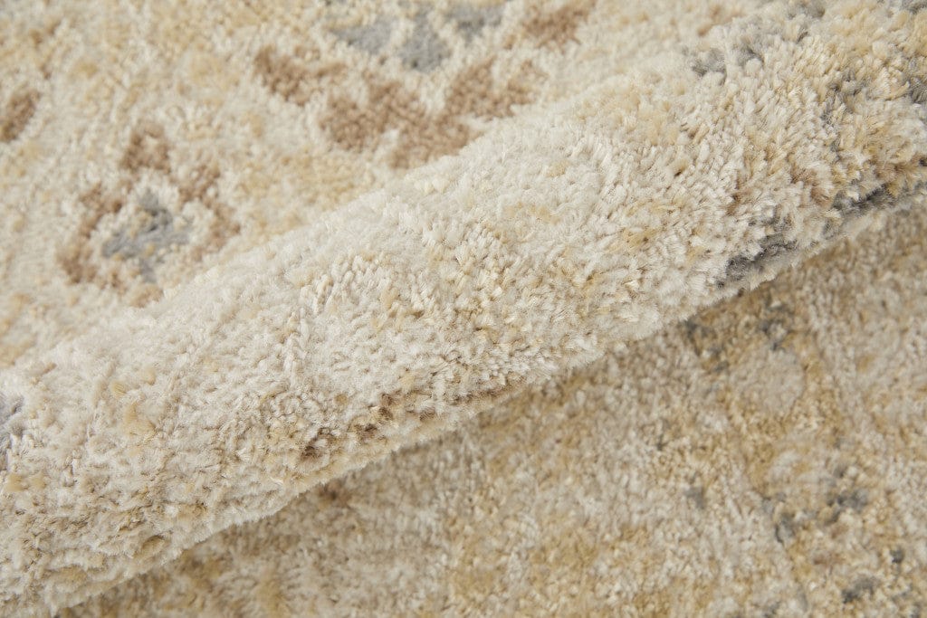 4' X 6' Blue And Ivory Geometric Power Loom Distressed Area Rug