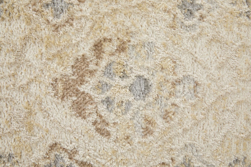 4' X 6' Blue And Ivory Geometric Power Loom Distressed Area Rug