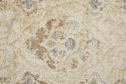 4' X 6' Blue And Ivory Geometric Power Loom Distressed Area Rug