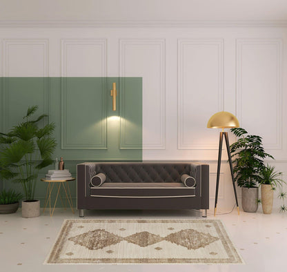 4' X 6' Blue And Ivory Geometric Power Loom Distressed Area Rug