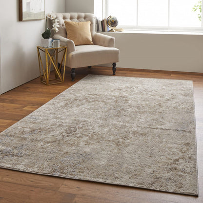 4' X 6' Blue And Ivory Abstract Power Loom Distressed Area Rug