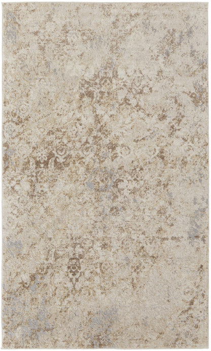 4' X 6' Blue And Ivory Abstract Power Loom Distressed Area Rug