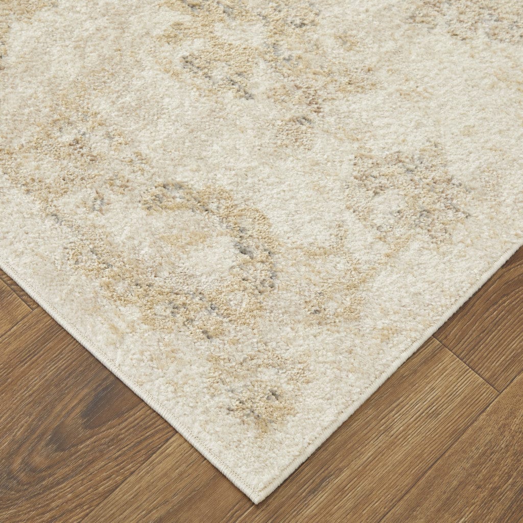 4' X 6' Ivory And Gray Abstract Power Loom Distressed Area Rug