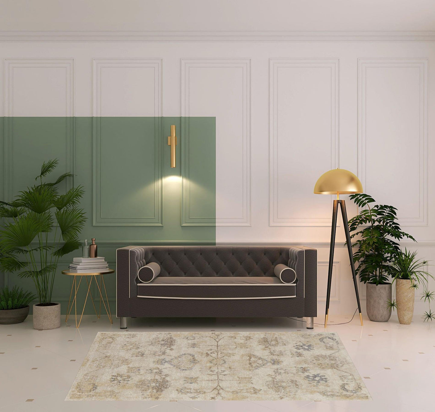 4' X 6' Ivory And Gray Abstract Power Loom Distressed Area Rug