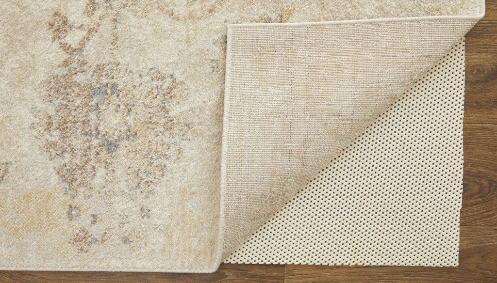 4' X 6' Ivory And Gray Abstract Power Loom Distressed Area Rug