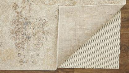 4' X 6' Ivory And Gray Abstract Power Loom Distressed Area Rug