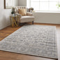 4' X 6' Ivory And Blue Abstract Power Loom Distressed Area Rug