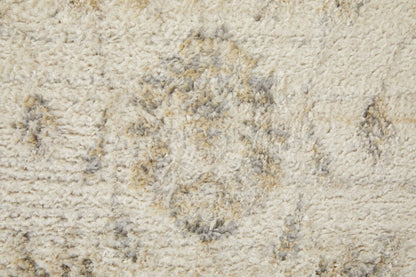 4' X 6' Ivory And Blue Abstract Power Loom Distressed Area Rug