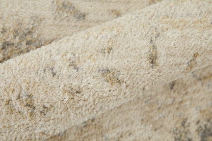 4' X 6' Ivory And Blue Abstract Power Loom Distressed Area Rug