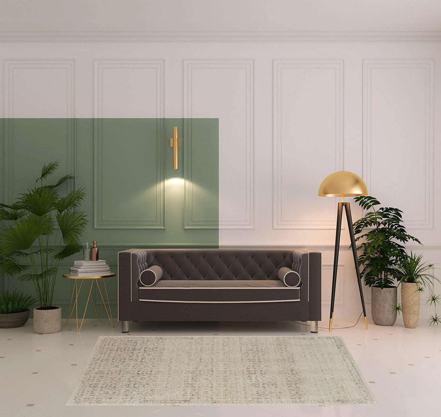 4' X 6' Ivory Tan And Gray Abstract Power Loom Distressed Area Rug