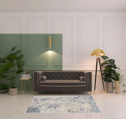 4' X 6' Ivory And Blue Abstract Power Loom Distressed Area Rug