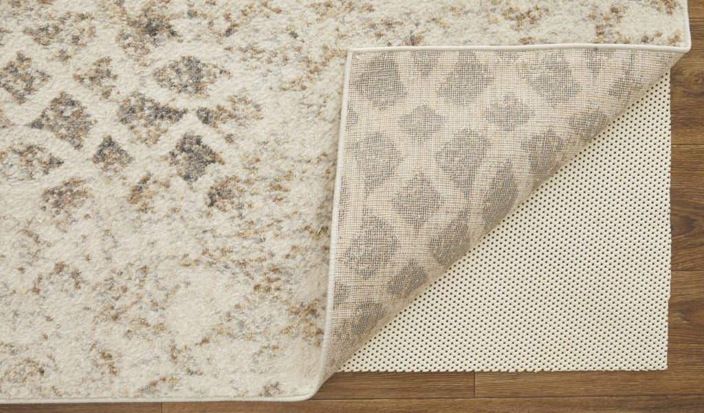 4' X 6' Ivory And Blue Abstract Power Loom Distressed Area Rug