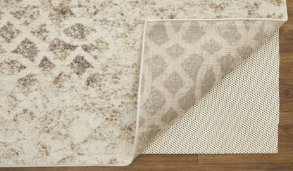 4' X 6' Ivory And Blue Abstract Power Loom Distressed Area Rug