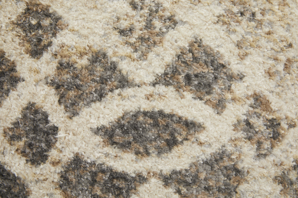 4' X 6' Ivory And Blue Abstract Power Loom Distressed Area Rug