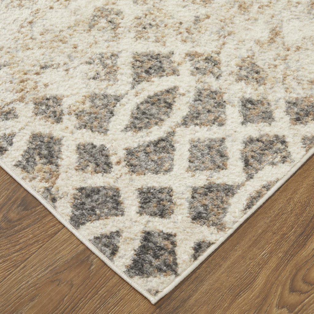 4' X 6' Ivory And Blue Abstract Power Loom Distressed Area Rug