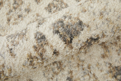 4' X 6' Ivory And Blue Abstract Power Loom Distressed Area Rug