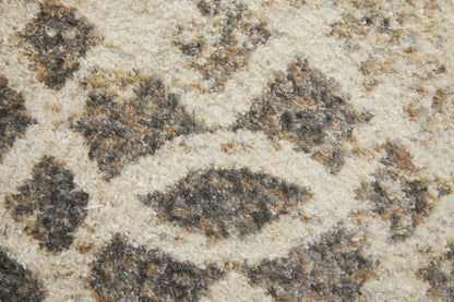 4' X 6' Ivory And Blue Abstract Power Loom Distressed Area Rug