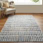4' X 6' Blue And Ivory Geometric Power Loom Distressed Area Rug