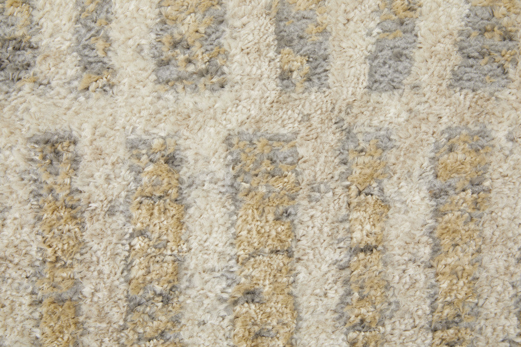 4' X 6' Blue And Ivory Geometric Power Loom Distressed Area Rug