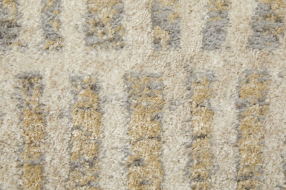 4' X 6' Blue And Ivory Geometric Power Loom Distressed Area Rug