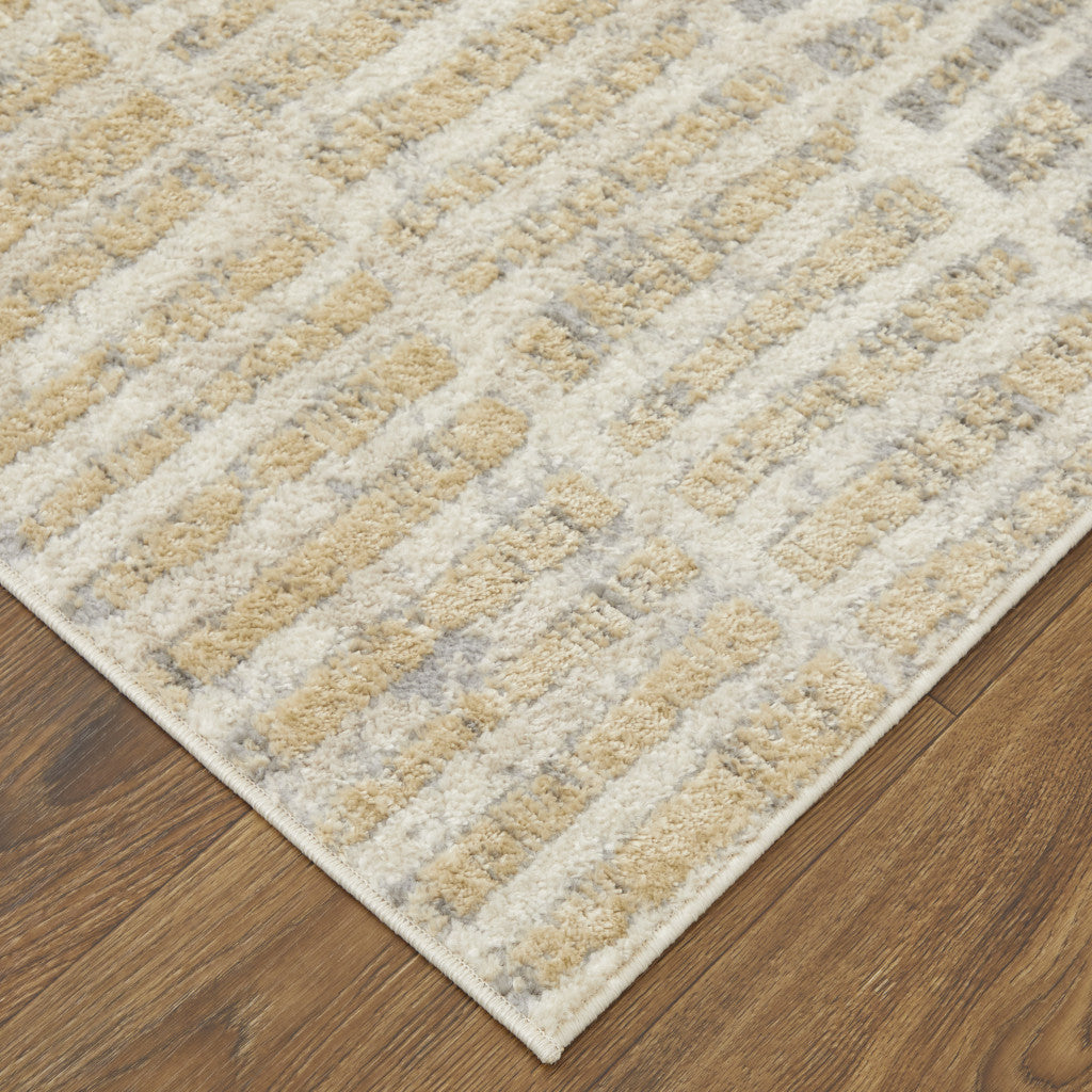 4' X 6' Blue And Ivory Geometric Power Loom Distressed Area Rug