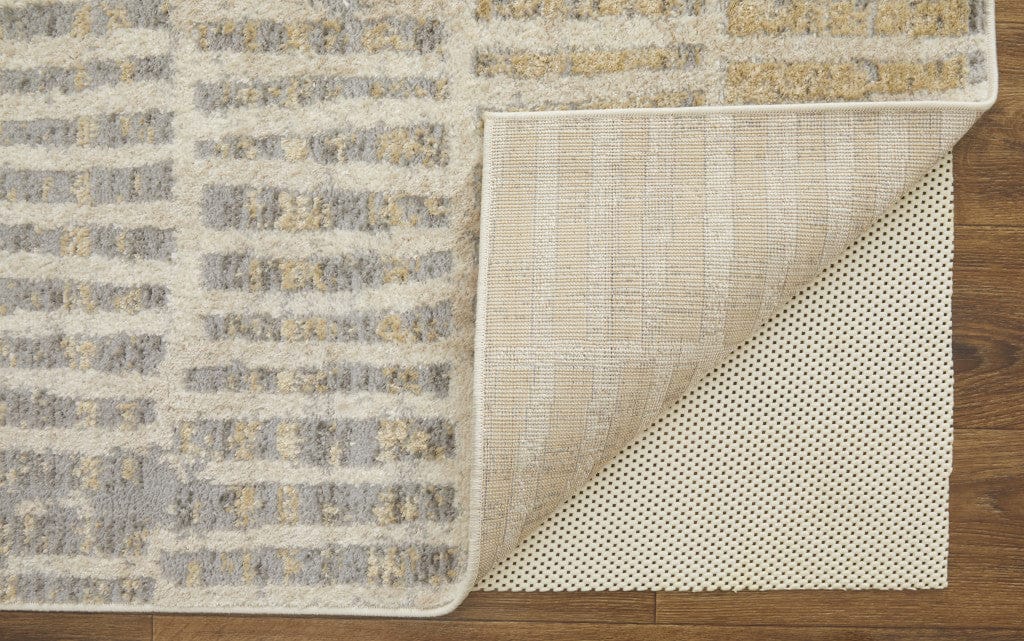 4' X 6' Blue And Ivory Geometric Power Loom Distressed Area Rug