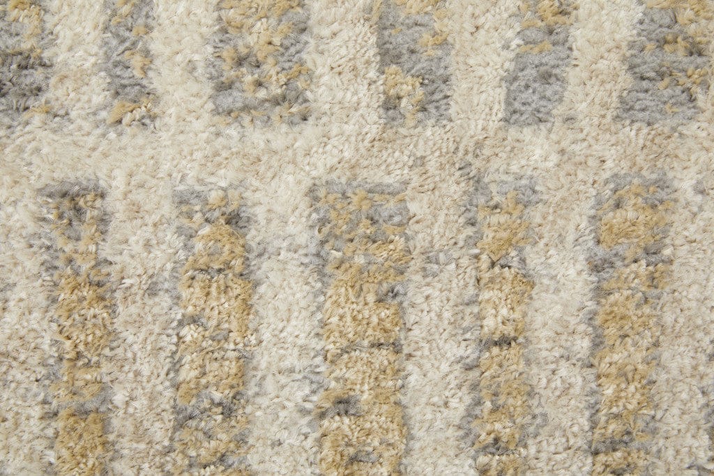 4' X 6' Blue And Ivory Geometric Power Loom Distressed Area Rug