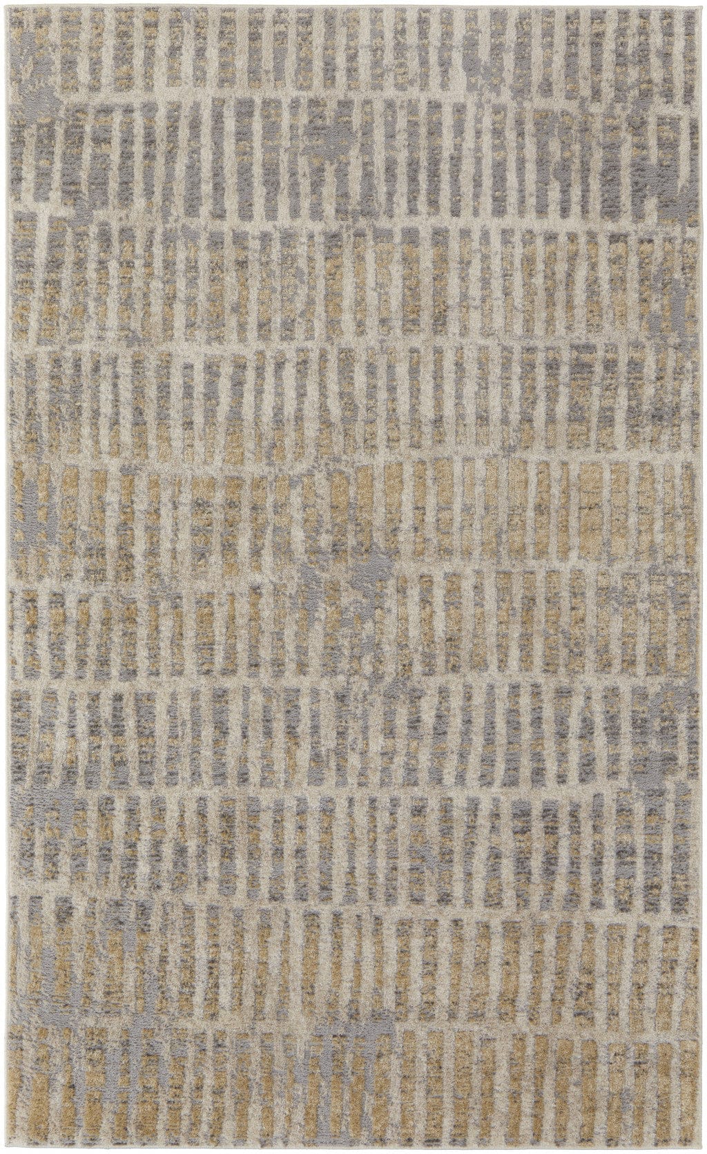 4' X 6' Blue And Ivory Geometric Power Loom Distressed Area Rug