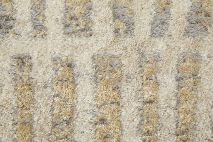 4' X 6' Blue And Ivory Geometric Power Loom Distressed Area Rug