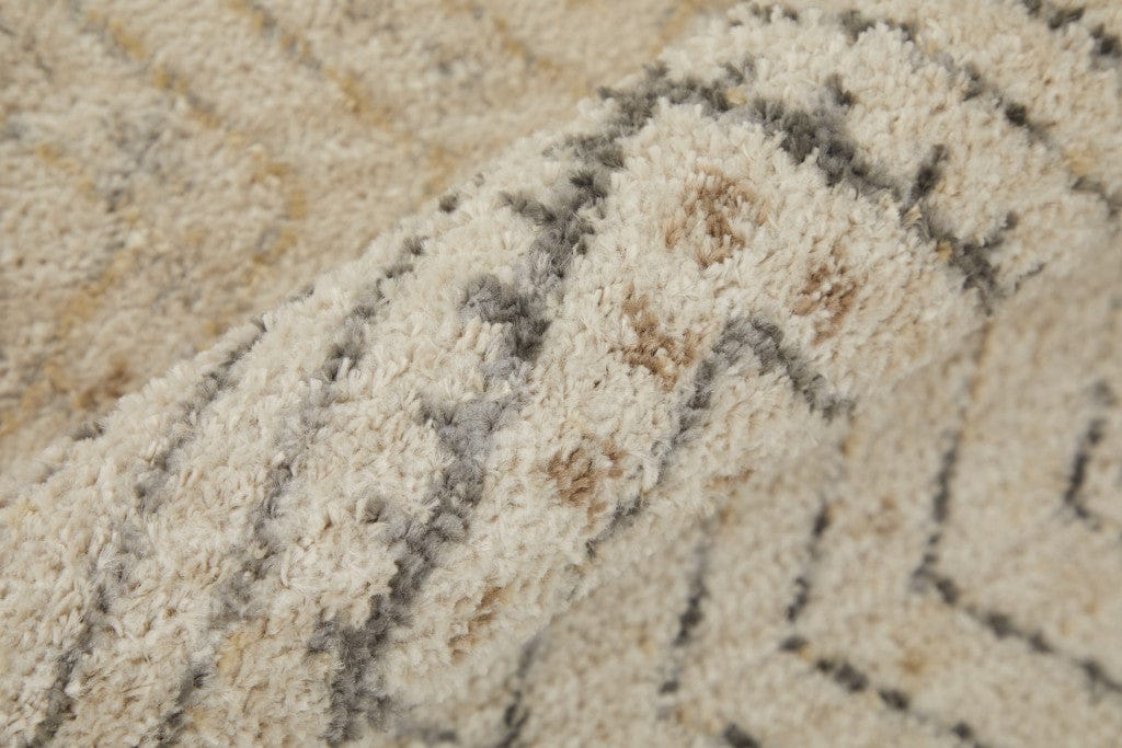 4' X 6' Ivory Blue And Gray Geometric Power Loom Distressed Area Rug