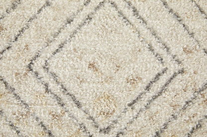 4' X 6' Ivory Blue And Gray Geometric Power Loom Distressed Area Rug