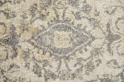 4' X 6' Blue And Ivory Floral Power Loom Distressed Area Rug