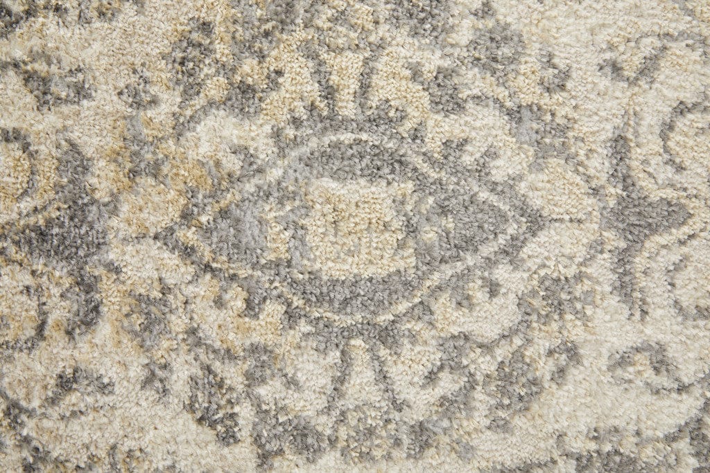 4' X 6' Blue And Ivory Floral Power Loom Distressed Area Rug