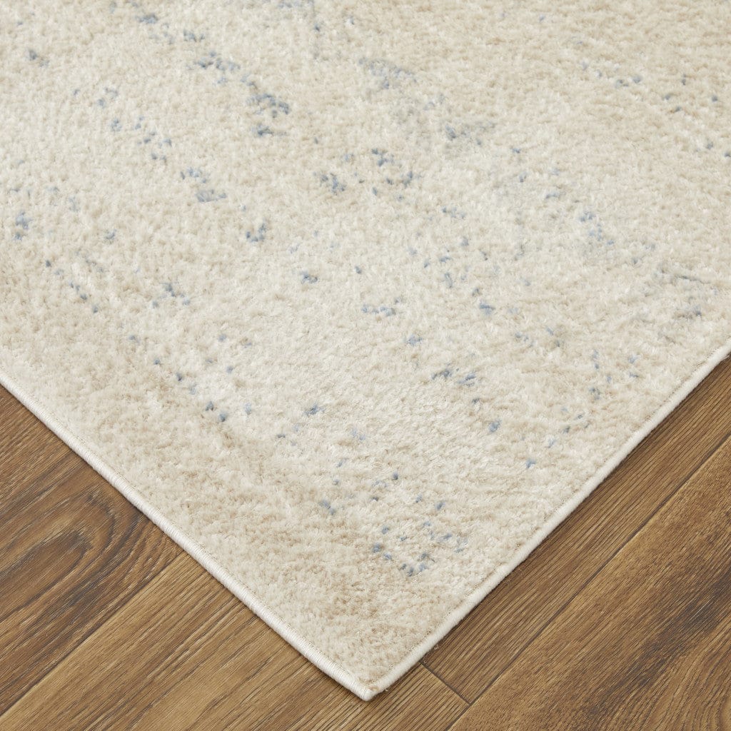 4' X 6' Ivory And Gray Abstract Power Loom Distressed Area Rug