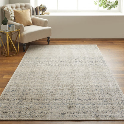 4' X 6' Ivory And Gray Abstract Power Loom Distressed Area Rug