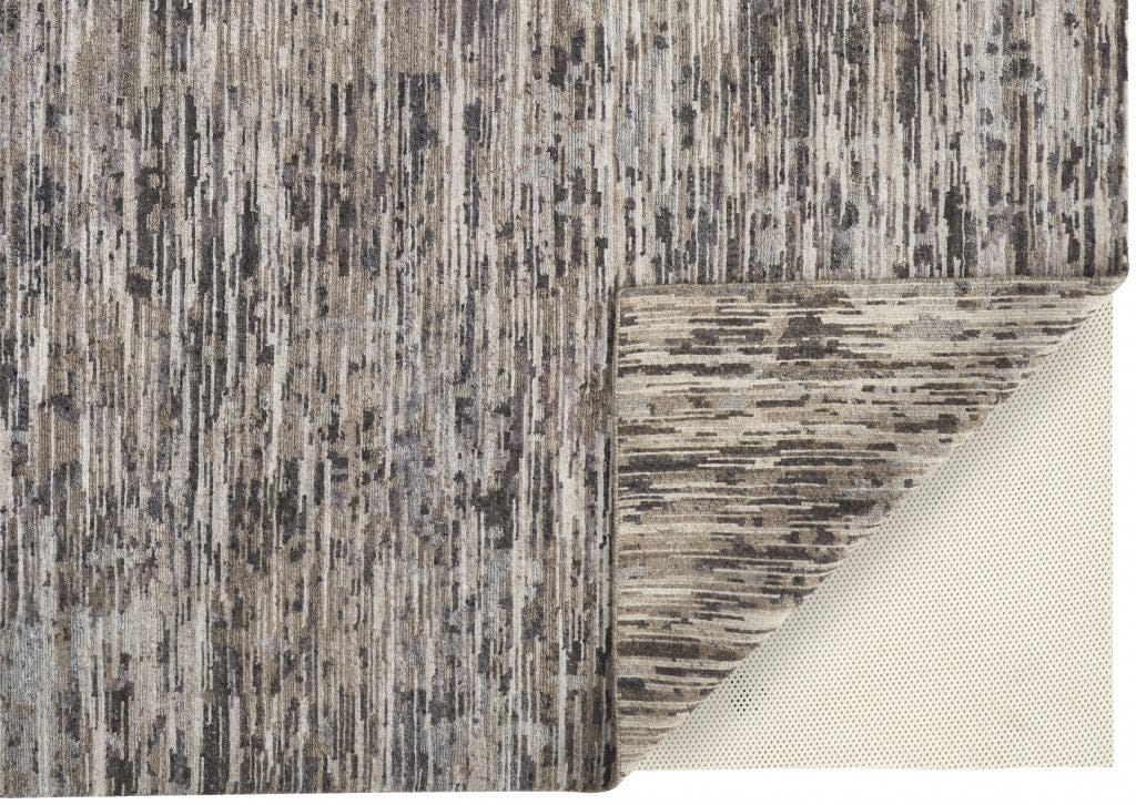 5' X 8' Gray Blue And Silver Wool Abstract Hand Knotted Area Rug