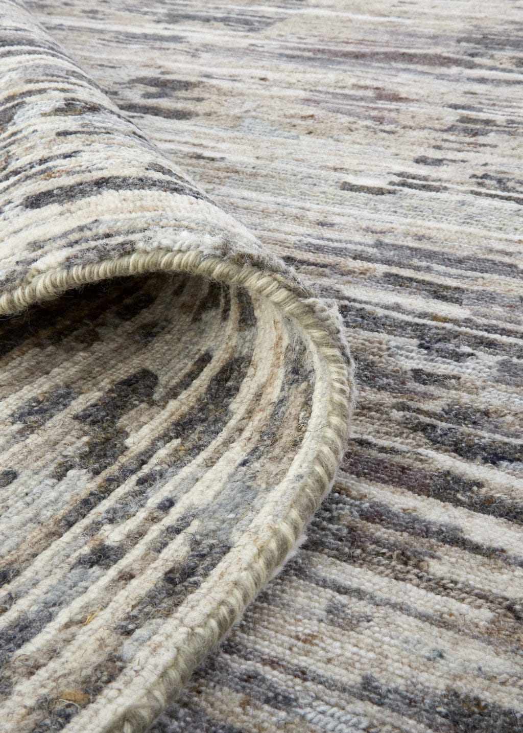 5' X 8' Gray Blue And Silver Wool Abstract Hand Knotted Area Rug