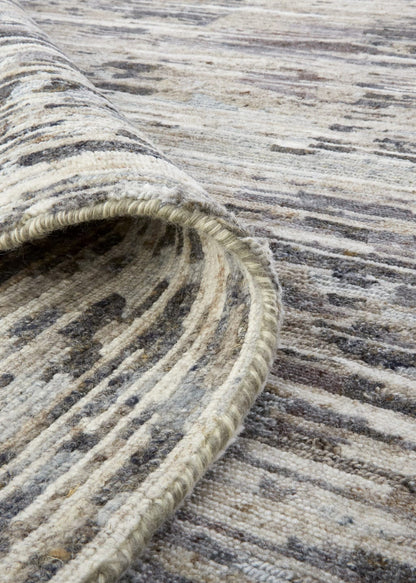 5' X 8' Gray Blue And Silver Wool Abstract Hand Knotted Area Rug