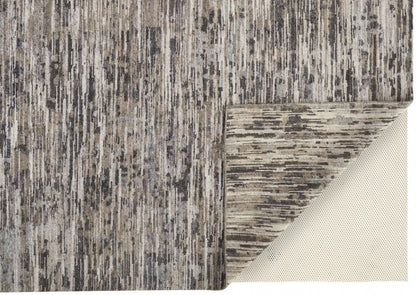 5' X 8' Gray Blue And Silver Wool Abstract Hand Knotted Area Rug