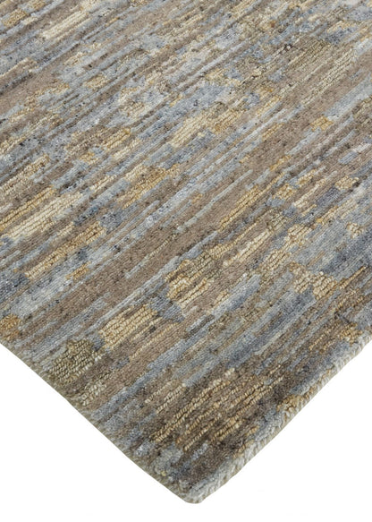 4' X 6' Brown And Gray Wool Abstract Hand Knotted Area Rug