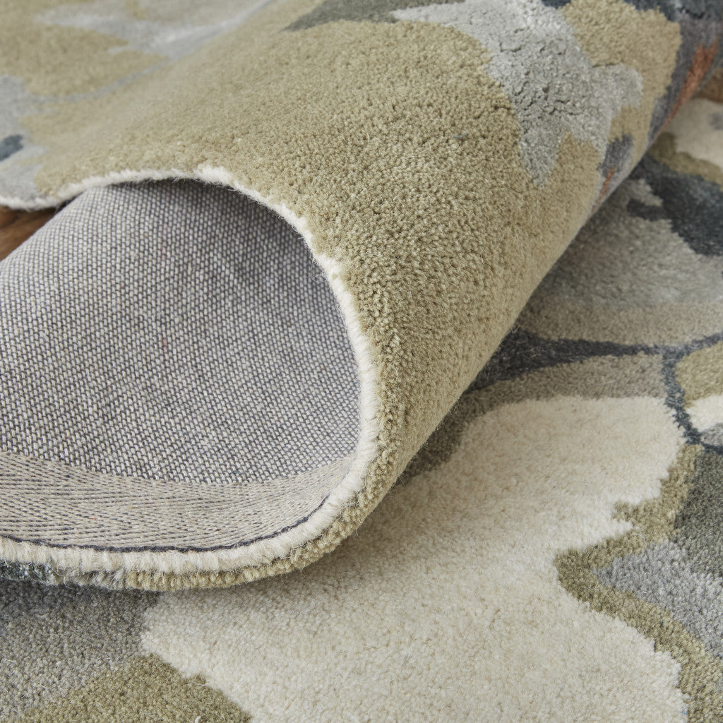 4' X 6' Purple Pink And Green Wool Floral Tufted Handmade Area Rug