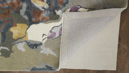 4' X 6' Purple Pink And Green Wool Floral Tufted Handmade Area Rug