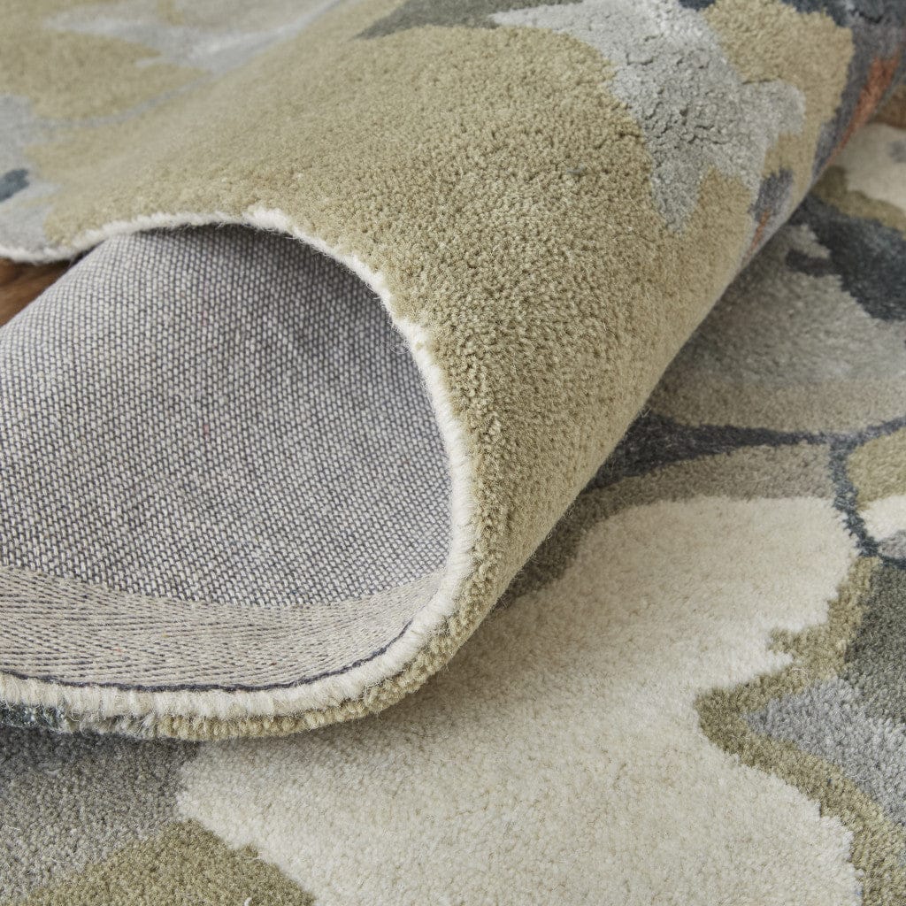 4' X 6' Purple Pink And Green Wool Floral Tufted Handmade Area Rug