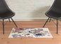4' X 6' Blue Pink And Gray Wool Floral Tufted Handmade Area Rug