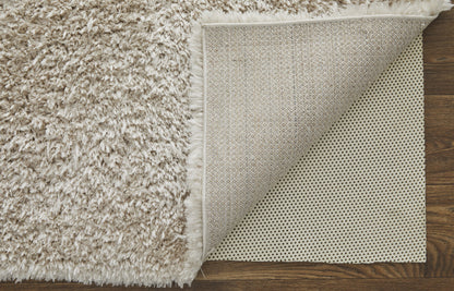 4' X 6' Ivory Shag Power Loom Stain Resistant Area Rug